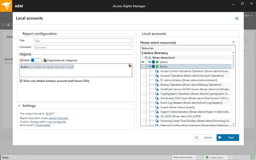 Access Rights Manager ARM Software - Tree Menu Tab 0 Image