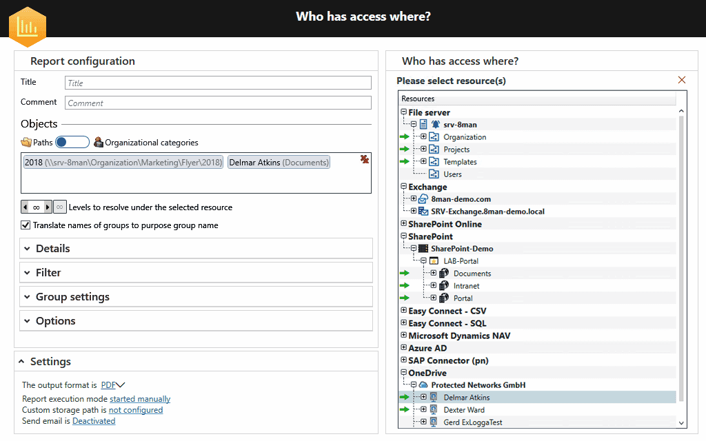 Access Rights Manager ARM Software - Tree Menu Tab 6 Image