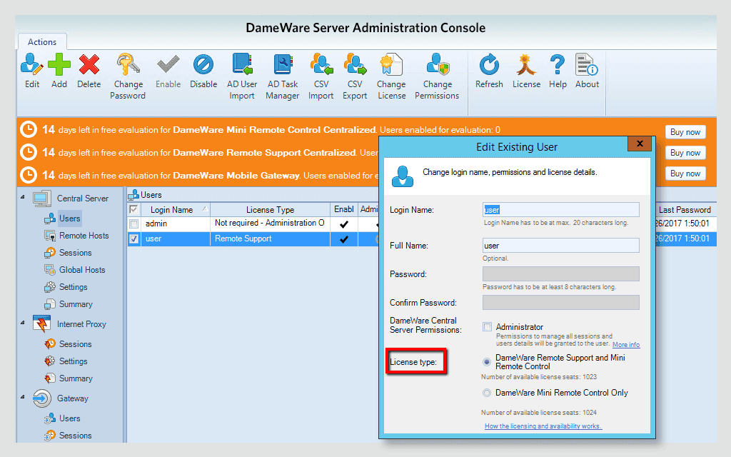 Dameware Remote Support - tab9 image en-us