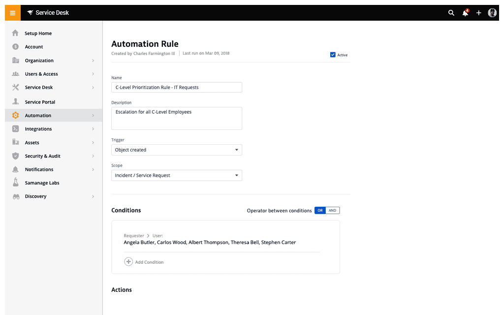 IT Service Desk Software - Tree Menu Tab 4 Image