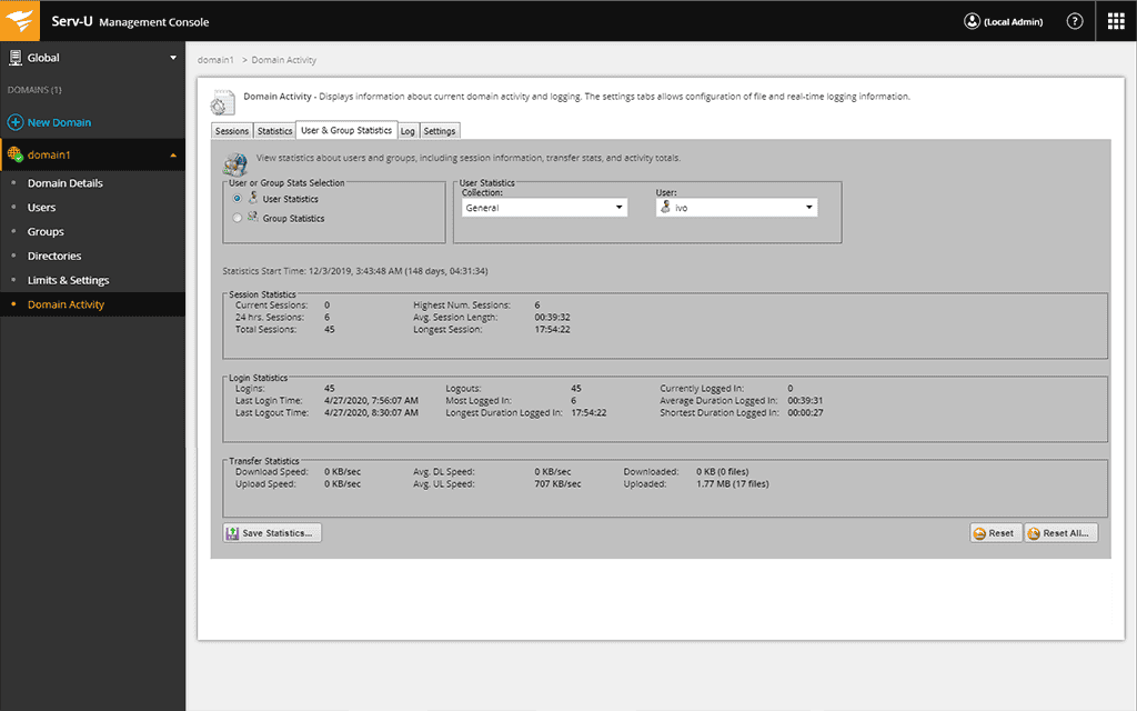 Serv-U FTP Server - Tree Menu Tab 3 Image