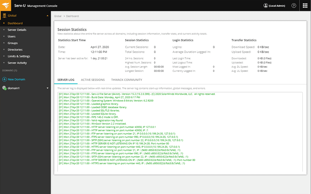 Serv-U FTP Server - Tree Menu Tab 4 Image