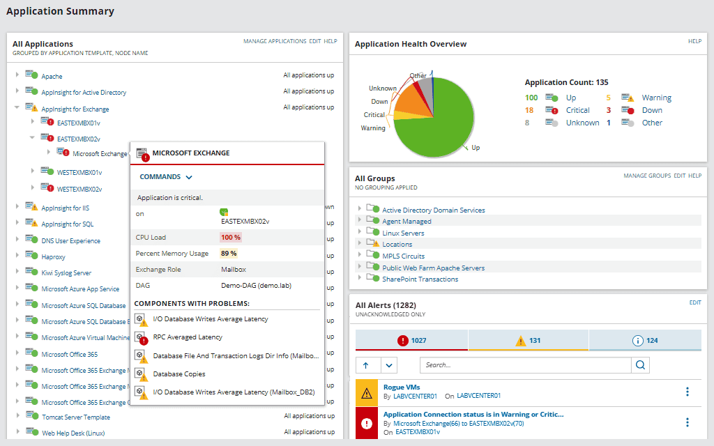 Server & Application Monitor - Tree Menu Tab 0 Image