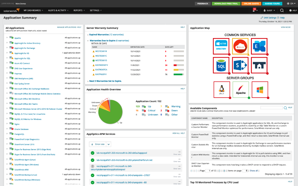 Server & Application Monitor - Tree Menu Tab 5 Image