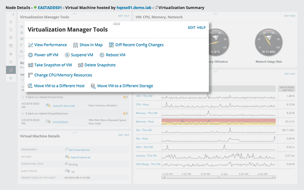 Virtualization Manager - Tree Menu Tab 1 Image