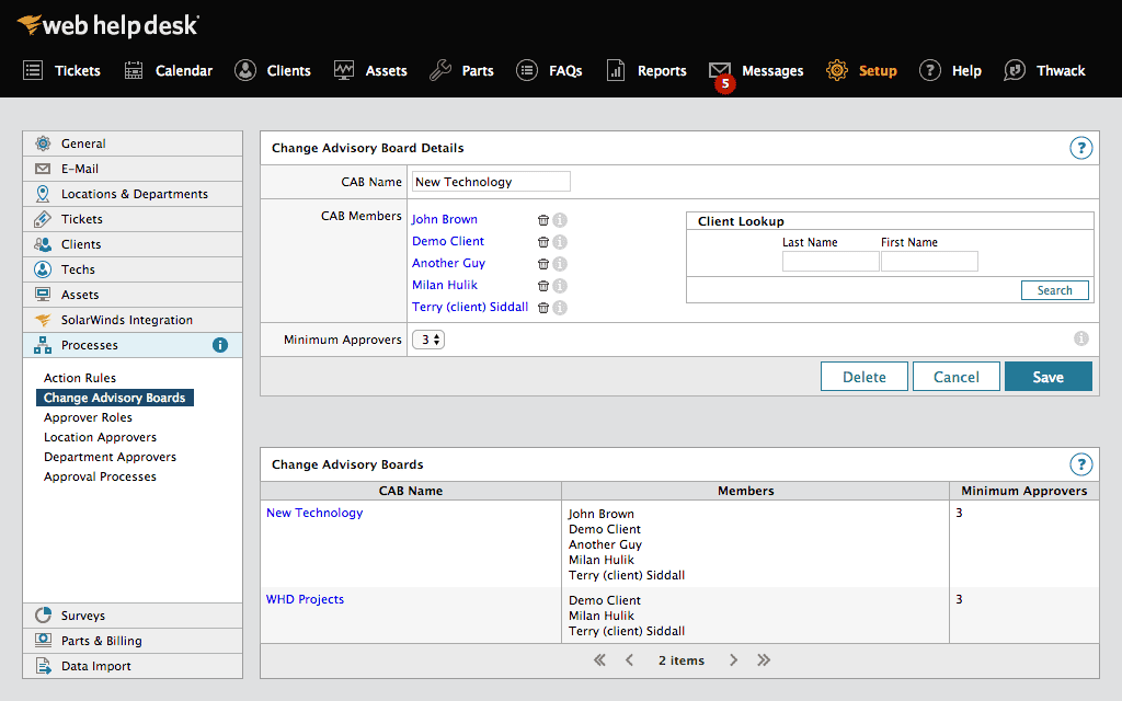 Web Help Desk - IT Ticketing Software - Tree Menu Tab 3 Image